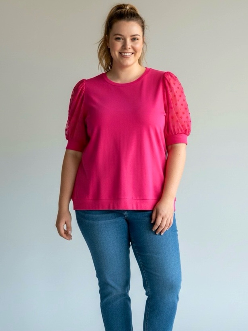 Torrid Pink Puff-Sleeve Top, 3X